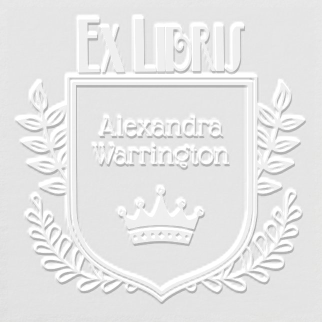 Botanical Crest Crown #1 Ex Libris Book Name Embosser (Design)