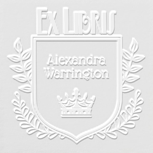Botanical Crest Crown #2 Ex Libris Book Name Embosser (Design)