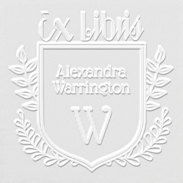 Botanical Crest Ex Libris #2 Book Name Initial Embosser (Design)