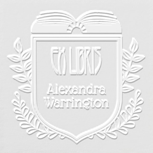 Botanical Crest Ex Libris Book Name Embosser (Design)