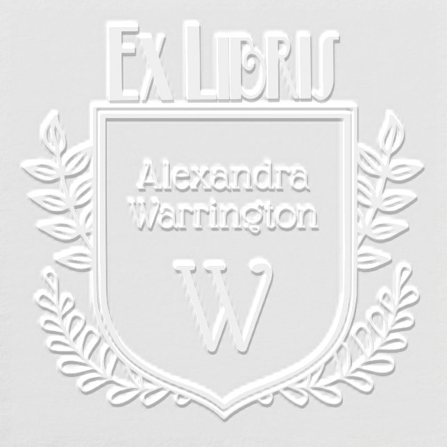 Botanical Crest Ex Libris Book Name Initial Embosser (Design)