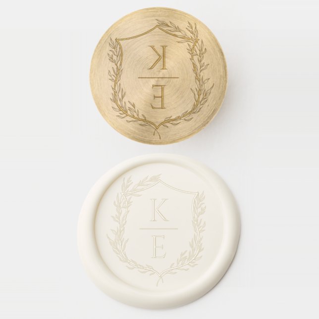 Botanical Crest Monogram Wax Seal Stamp (Stamped)