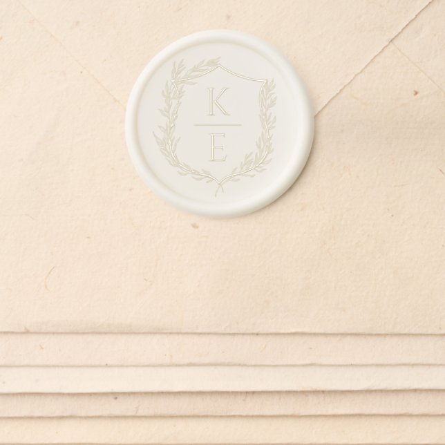 Botanical Crest Monogram Wax Seal Sticker (Front)