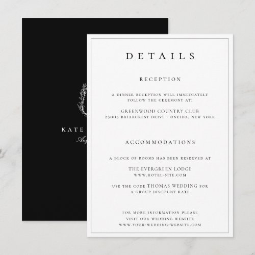 Botanical Crest Monogram Wedding Details