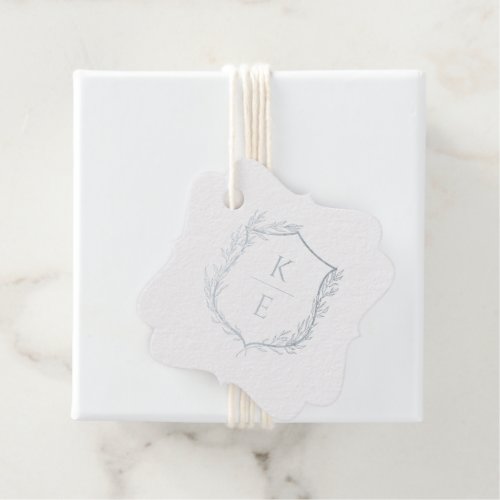 Botanical Crest Monogram Wedding Foil Favor Tags