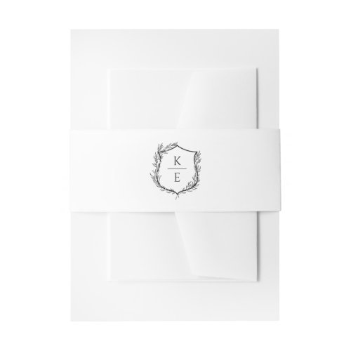 Botanical Crest Monogram Wedding Invitation Belly Band