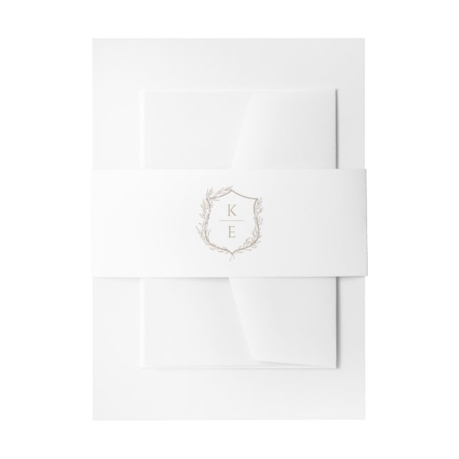 Botanical Crest Monogram Wedding Invitation Belly Band (Front Example)