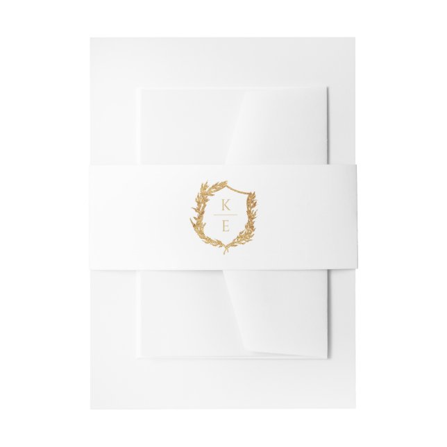 Botanical Crest Monogram Wedding Invitation Belly  Band (Front Example)
