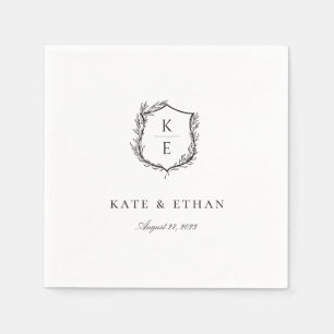 Botanical Crest Monogram Wedding Napkins