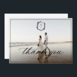 Botanical Crest Monogram Wedding Photo Thank You Card<br><div class="desc">Botanical Crest Monogram photo,  wedding thank you card. Features,  single full bleed front photo and black typography.</div>