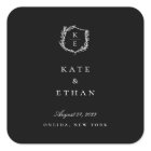 Botanical Crest Monogram Wedding Wine Label