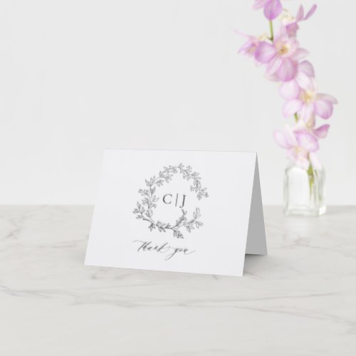 Botanical Crest | Script Monogram Letterpress Thank You Card