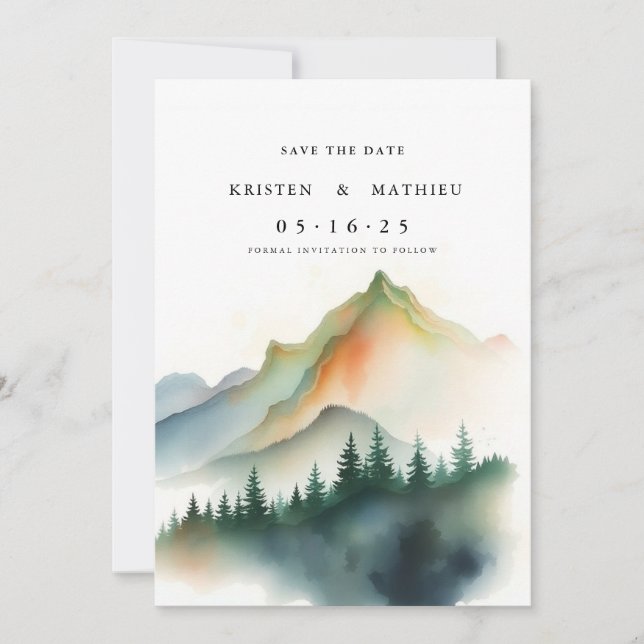 Botanical Custom Mountain Save The Date (Front)