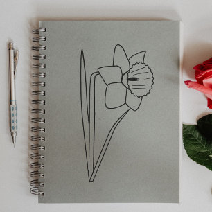 Botanical Daffodil Line Art Flower Rubber Stamp