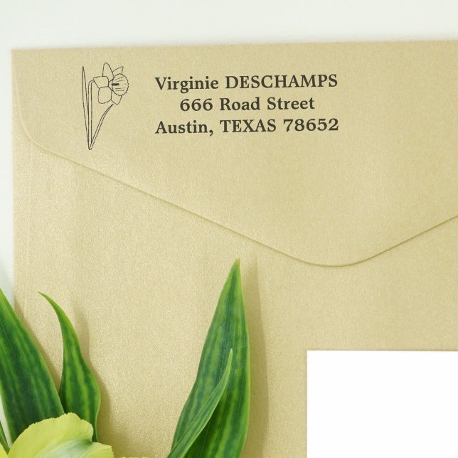 Botanical Daffodil Line Art Flower Self-inking Stamp (Botanical Daffodil Self-inking Stamp)