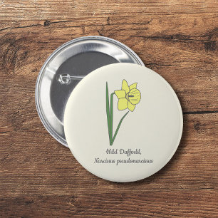 Botanical Daffodil Pastel Flower  Button