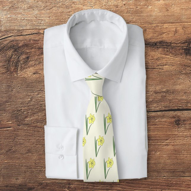 Botanical Daffodil Pastel Flower  Neck Tie (Botanical Daffodil Neck Tie)