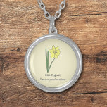 Botanical Daffodil Pastel Flower Necklace<br><div class="desc">A light yellow necklace with a botanical daffodil flower illustration in pastel colors (Narcissus pseudonarcissus) and a customizable text: perfect for a birthday gift. Wild daffodil is the March birth flower,  the flower of Pisces and Aries and is symbolic meanings of rebirth,  forgiveness,  creativity,  energy and vitality.</div>