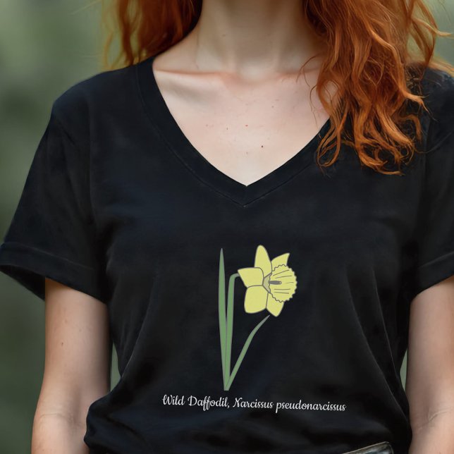 Botanical Daffodil Pastel Flower T-Shirt (Botanical Daffodil Flower Woman T-Shirt)