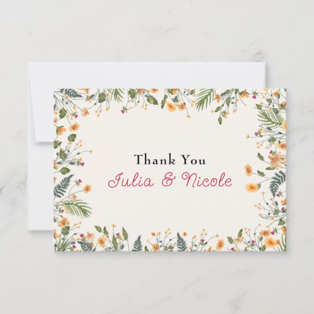 Botanical Daffodils Daisy Peony Flowers Wedding (Front)