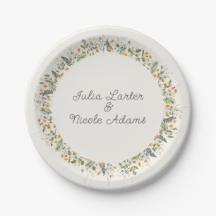 Botanical Daffodils Daisy Peony Flowers Wedding Paper Plates