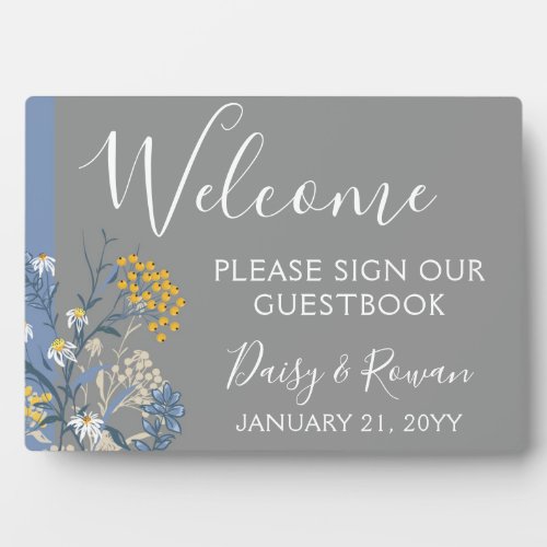 Botanical Daisy Floral Welcome Wedding Guestbook Plaque