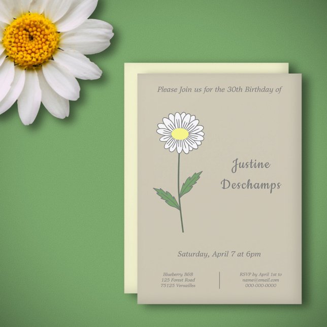 Botanical Daisy Flower Birthday Invitation (Botanical Daisy Flower Birthday Invitation)
