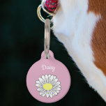 Botanical Daisy Flower Pink Pet Tag<br><div class="desc">A pink pet tag with a daisy flower illustration in pastel colors (Leucanthemum vulgare) for your dog, your cat or any pet. You can personalize it with a name and a phone number: it will be a perfect gift for an animal arriving in its new home! Daisy is the April...</div>