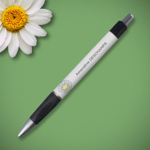 Botanical Daisy Flower White Pen