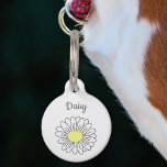Botanical Daisy Flower White Pet Tag<br><div class="desc">A white pet tag with a daisy flower illustration in pastel colors (Leucanthemum vulgare) for your dog, your cat or any pet. You can personalize it with a name and a phone number: it will be a perfect gift for an animal arriving in its new home! Daisy is the April...</div>