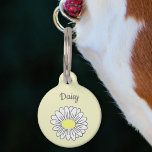 Botanical Daisy Flower Yellow Pet Tag<br><div class="desc">A yellow pet tag with a daisy flower illustration in pastel colors (Leucanthemum vulgare) for your dog, your cat or any pet. You can personalize it with a name and a phone number: it will be a perfect gift for an animal arriving in its new home! Daisy is the April...</div>