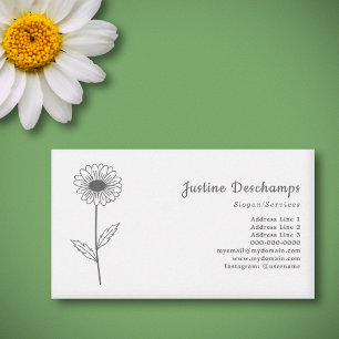 Botanical Daisy Line Art Flower Business Card