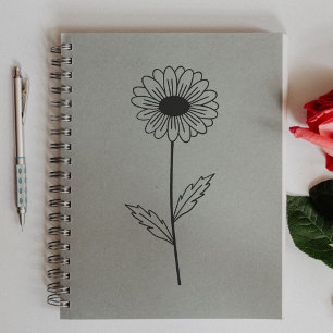 Botanical Daisy Line Art Flower Rubber Stamp