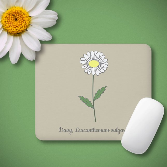 Botanical Daisy Pastel Flower  Mouse Pad (Botanical Daisy Flower Mouse Pad)