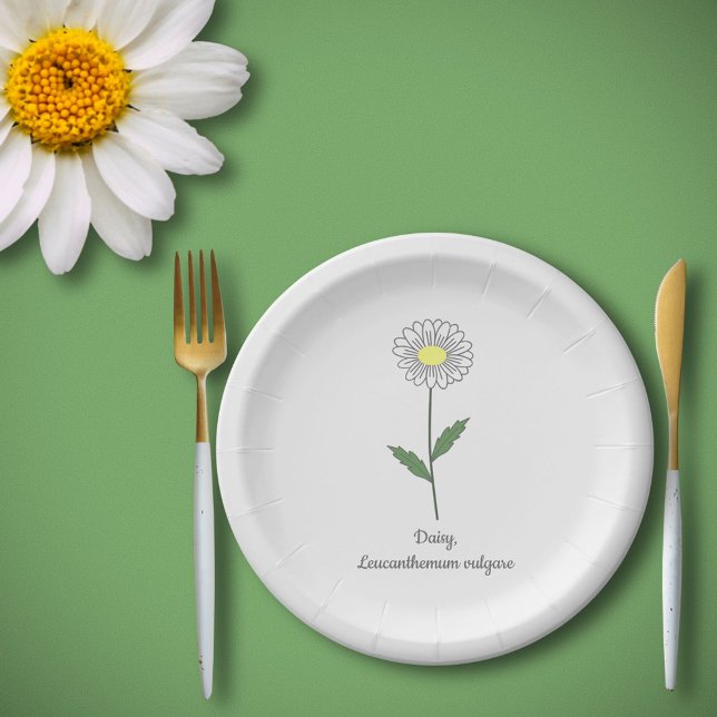 Botanical Daisy Pastel Flower  Paper Plates (Botanical Daisy Flower Paper Plates)