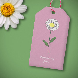 Botanical Daisy Pastel Flower Pink Gift Tags