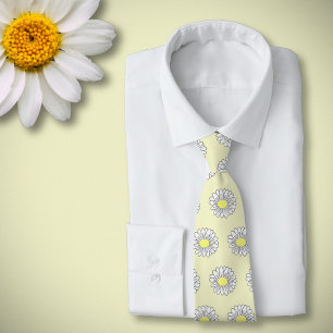 Botanical Daisy Pastel Flower Yellow Neck Tie