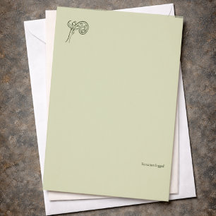 Botanical Dark Academia Fern Fiddlehead Letterhead