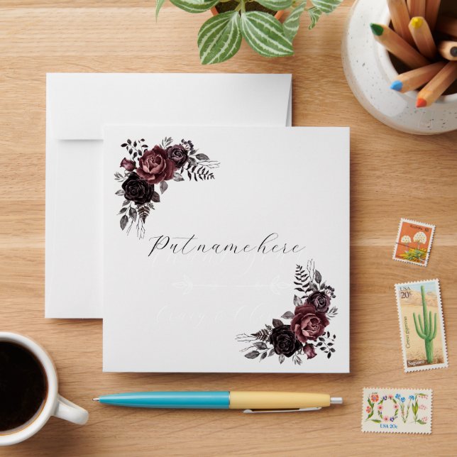Botanical dark and moody gothic envelopes (Desk)