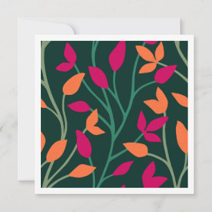 Botanical Dark Green Leaves Bold Note Card