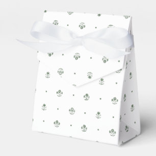 Botanical Dark Green & White Botanical Block Print Favor Boxes