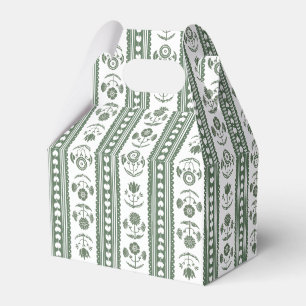 Botanical Dark Green & White Botanical Block Print Favor Boxes