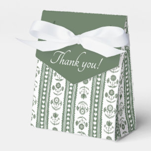 Botanical Dark Green & White Botanical Block Print Favor Boxes