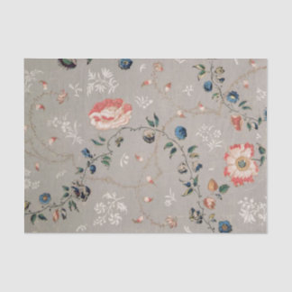 Botanical Decoupage Tissue Paper Gray Pink Flowers