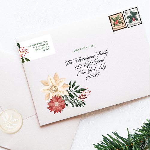 Botanical Delight Christmas Holiday Return Address Envelope