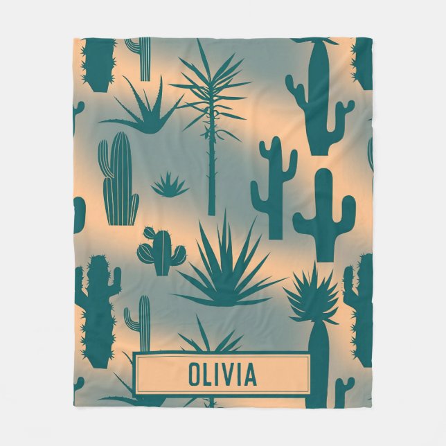 Botanical Desert Greenery  Personalized Fleece Blanket (Front)