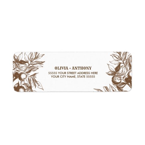 Botanical Drawing Rustic Return Address Label