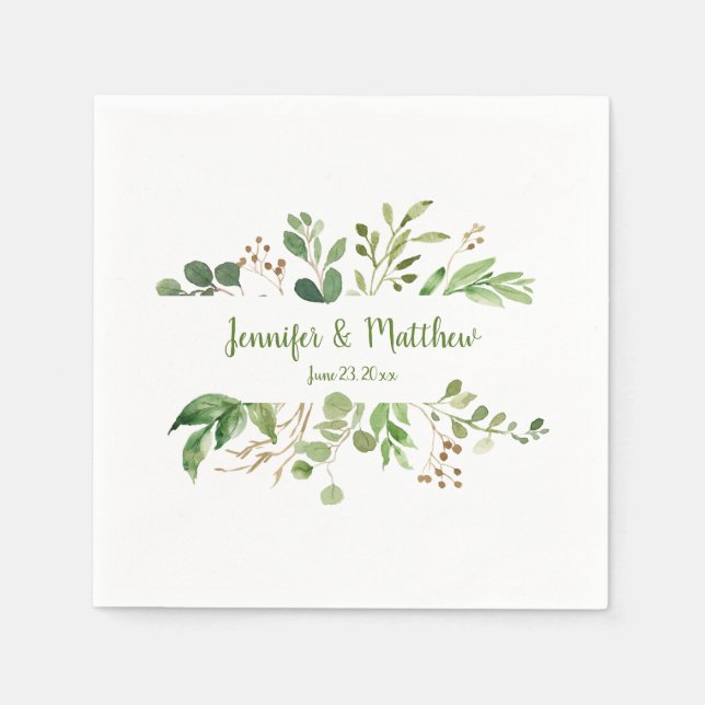 Botanical Dream Eucalyptus Wedding Napkins (Front)