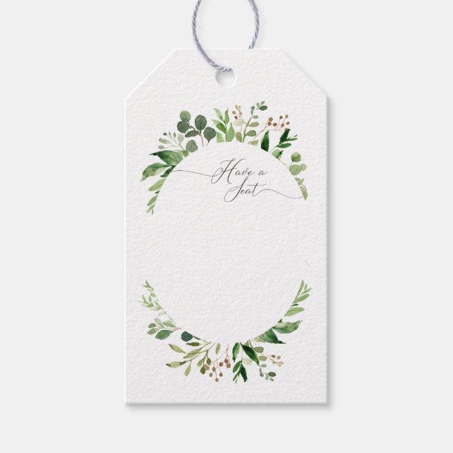 Botanical Dream Greenery Gift Tag Seating Cards (Front)
