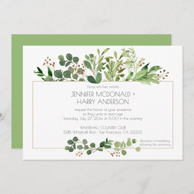 Botanical Dream Horizontal Wedding Invitations | (Front/Back)